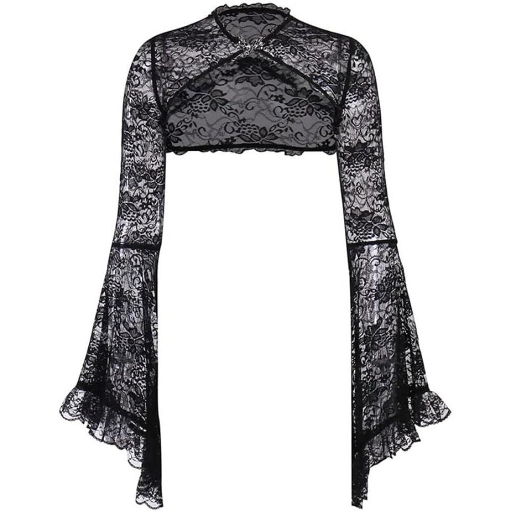 Women's Black 8 Evening Dresses Short Cardigan Top Trad Goth Shawls And Wraps